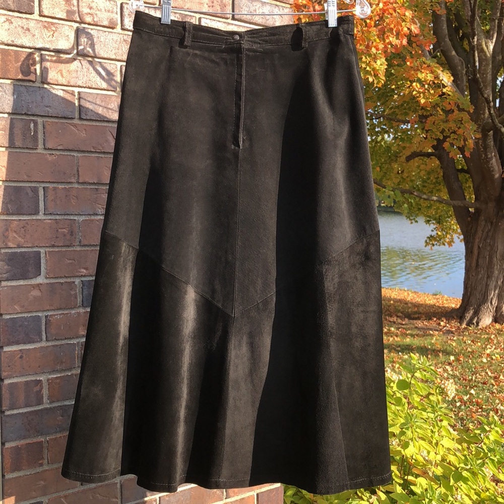 *Vintage! Black Suede A-Line Skirt - Picture 1 of 3